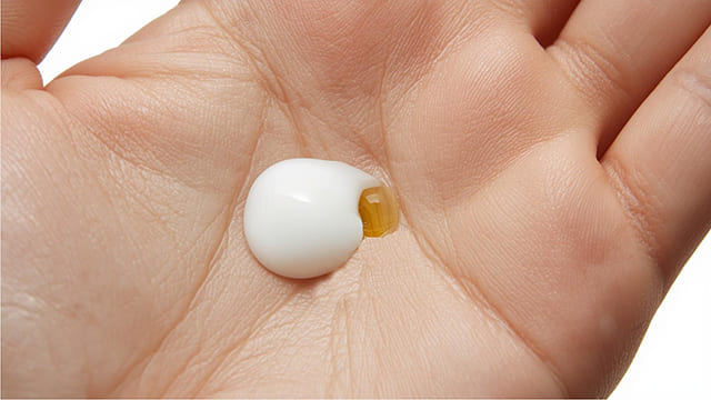 Hand showing the palm-measure method for mixing CeraVe cream with prickly pear seed oil